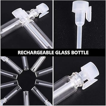SOLUSTRE 50 قطعة زجاجة عطر صغيرة للسفر سعة 1 مل مع قطارة ورشاش زجاجة عينة فارغة للزيوت الأساسية والعلاج بالروائح - Image 2