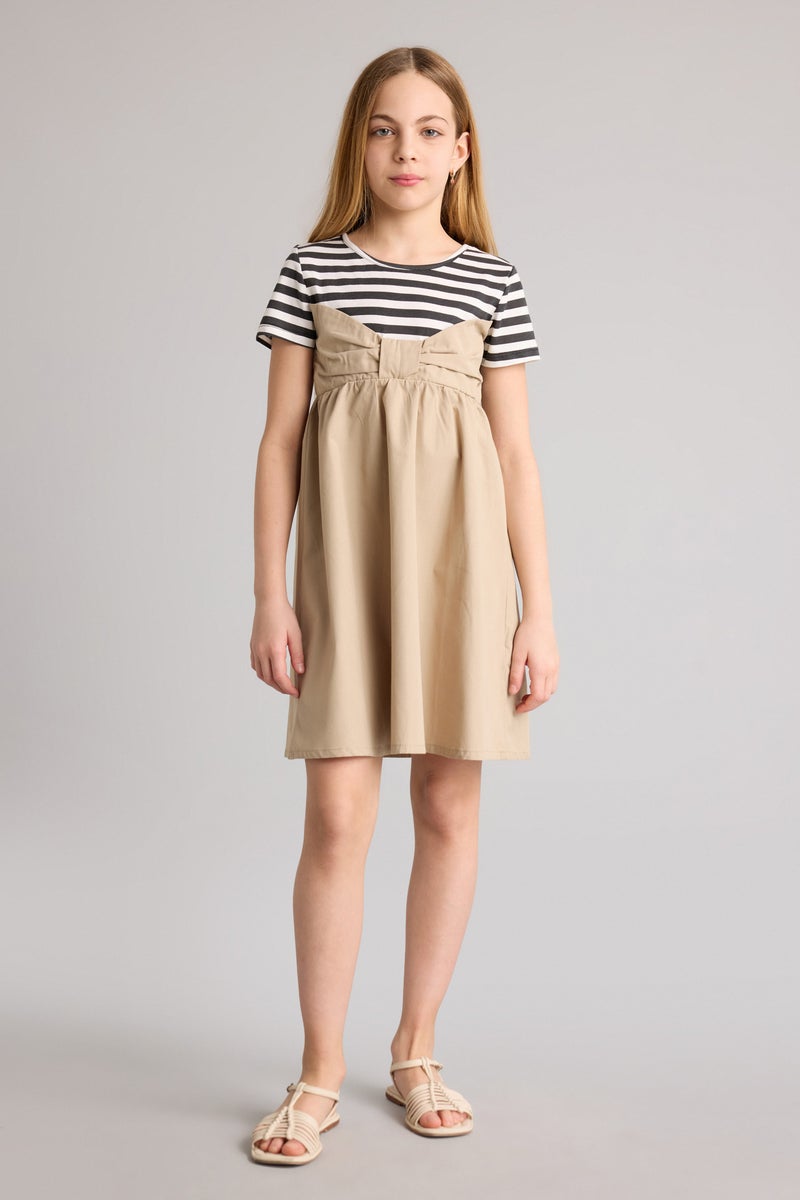 DeFacto Beige Girl Girl Patterned Dress Casual - Image 2