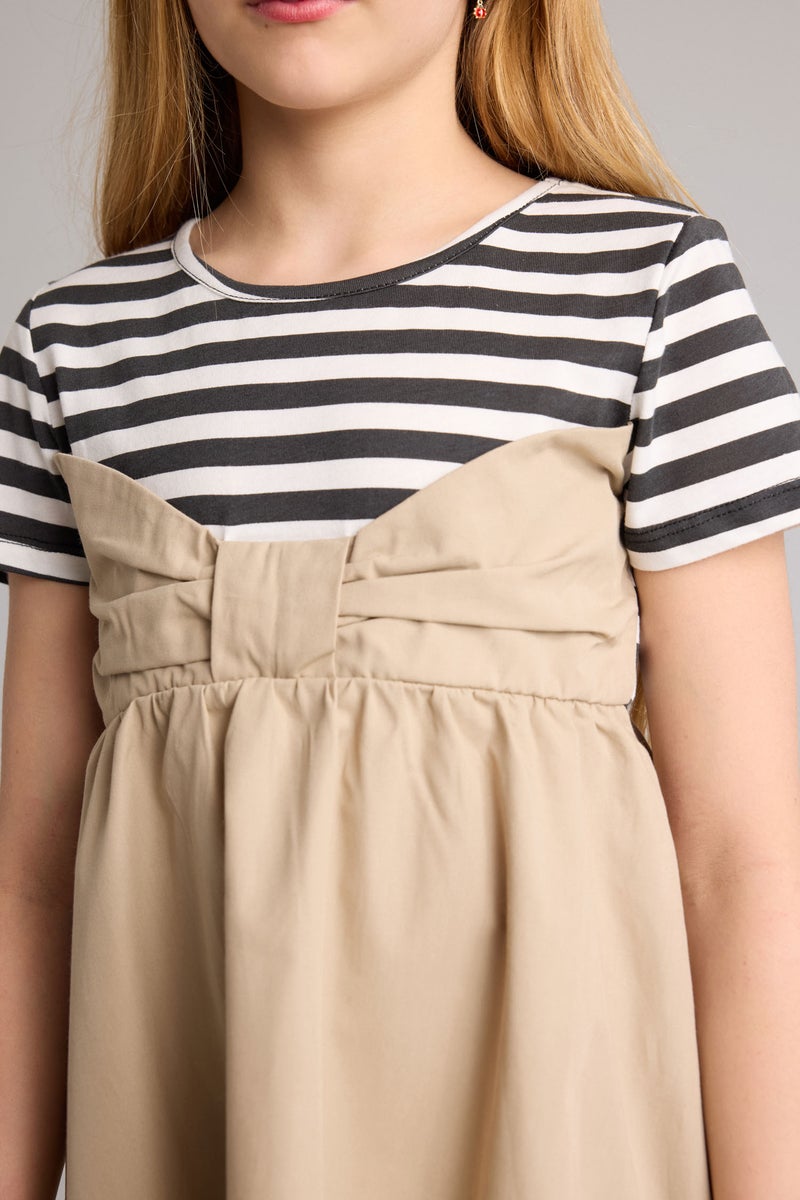 DeFacto Beige Girl Girl Patterned Dress Casual - Image 4