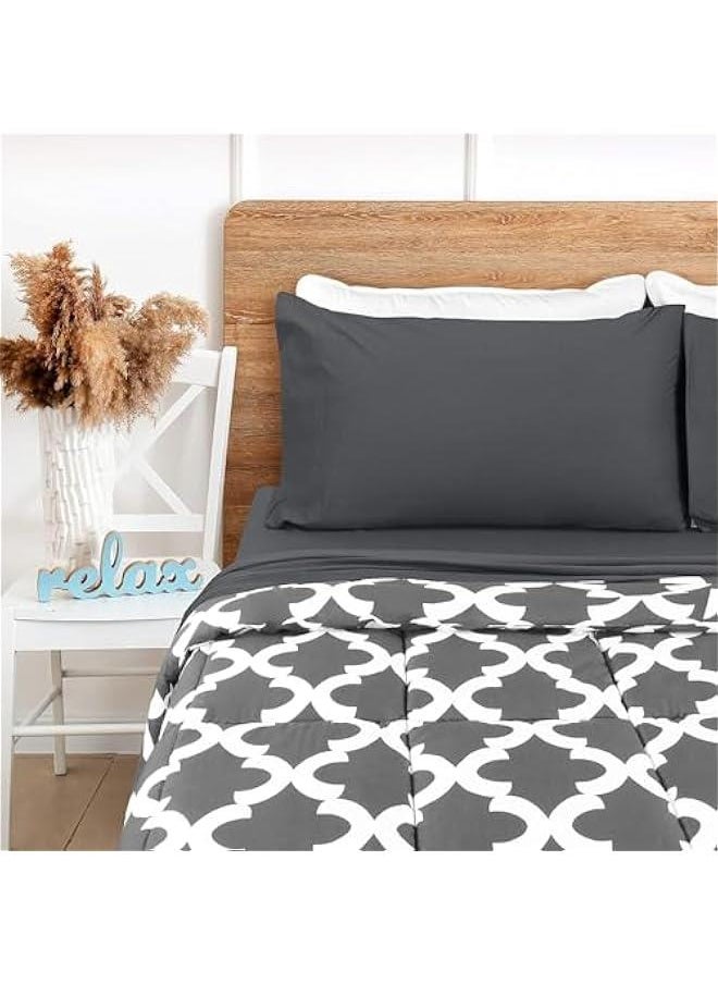 HOOKOR - Bedding Queen Sheet Set - Jersey Knit Sheets 4 Piece Queen Jersey Sheet Set – Cotton Jersey Sheets – Soft T-Shirt Stretchy Sheets (Queen, Dark Grey) - Image 1