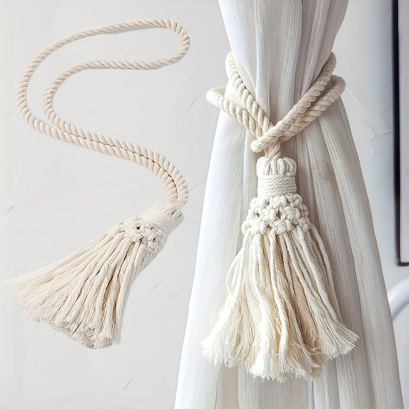 1 2pcs Bohemian Style Handwoven Fringe Curtain Tieback Rope Decorative Pendants Vintage Window Accessory Hanging Rope No Installation Needed Durable Easy To Clean For Home Bedroom Living Room - Image 4