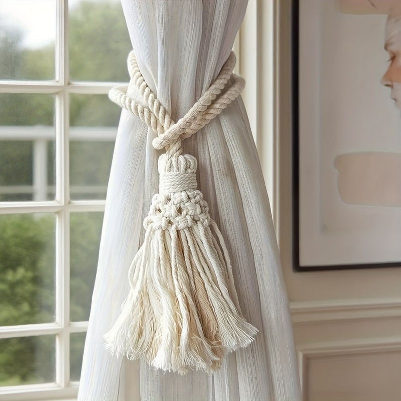 1 2pcs Bohemian Style Handwoven Fringe Curtain Tieback Rope Decorative Pendants Vintage Window Accessory Hanging Rope No Installation Needed Durable Easy To Clean For Home Bedroom Living Room - Image 5
