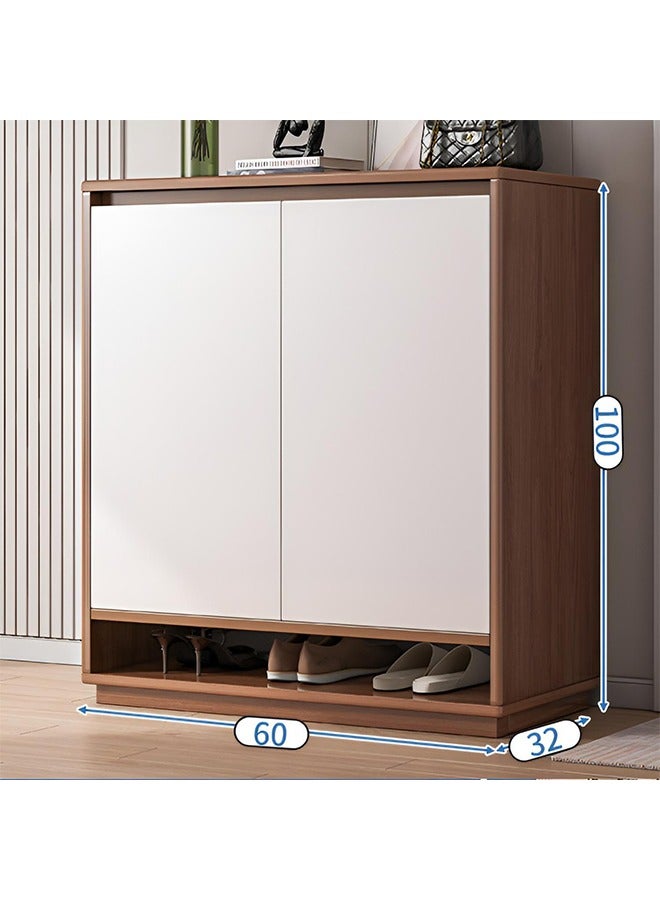 Beauenty Shoe Cabinet Solid Wood Shoe Cabinet Freestanding Shoe Cupboard Modern Narrow Organizer For Hallway Bedroom And Entryway (White) - Image 2