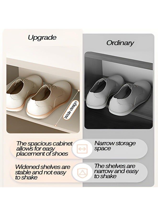 Beauenty Shoe Cabinet Solid Wood Shoe Cabinet Freestanding Shoe Cupboard Modern Narrow Organizer For Hallway Bedroom And Entryway (White) - Image 5