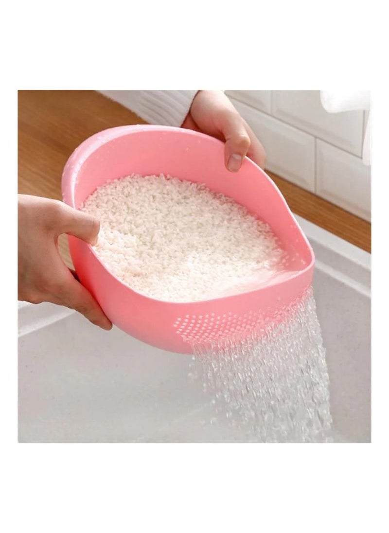 LA FIESTA Pink Large Rice Washing Bowl Colander Strainer Bowl  - Image 1