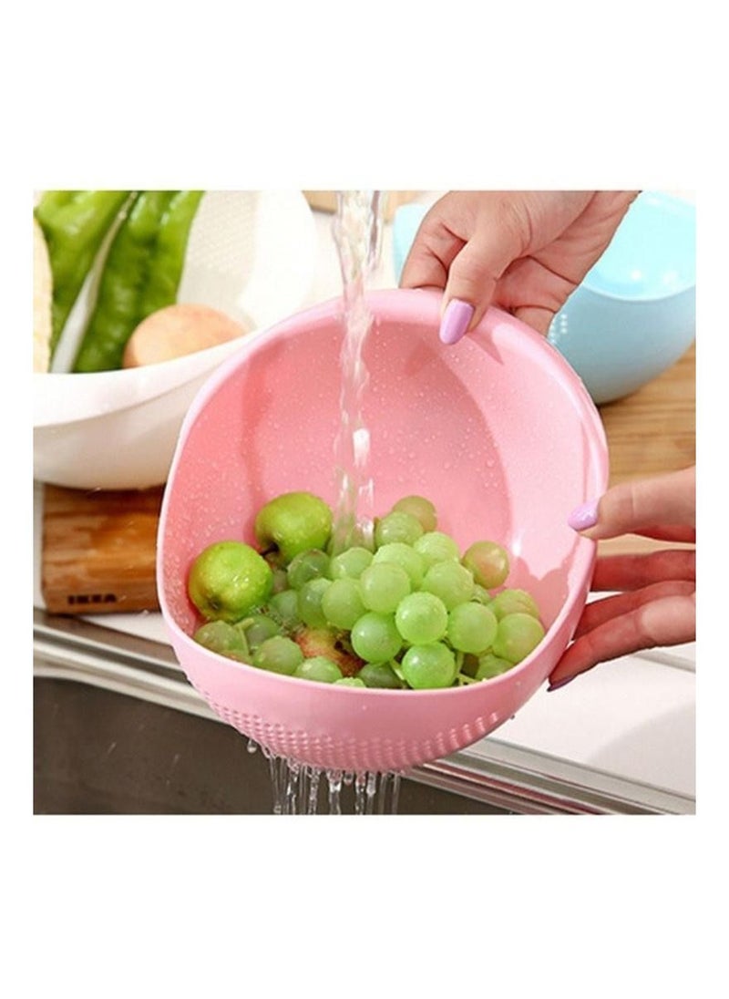 LA FIESTA Pink Large Rice Washing Bowl Colander Strainer Bowl  - Image 3