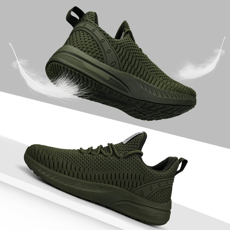 Feethit Women Tennis Running Shoes Walking Shoes Lightweight Casual Sneakers for Travel Gym Work Woman Waitress Nurse Olive Green 7.5 - Image 5