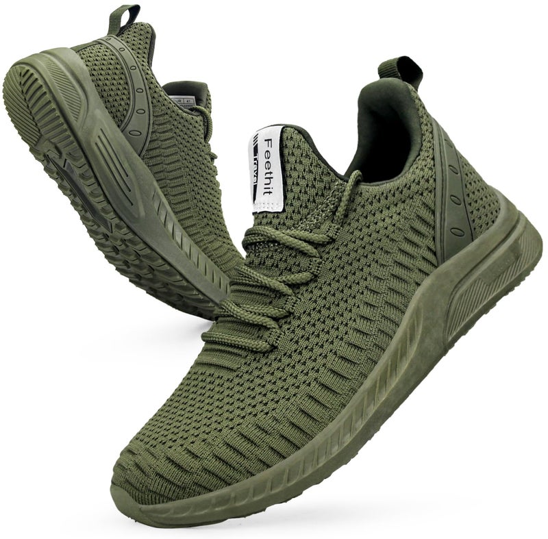 Feethit Women Tennis Running Shoes Walking Shoes Lightweight Casual Sneakers for Travel Gym Work Woman Waitress Nurse Olive Green 7.5 - Image 1