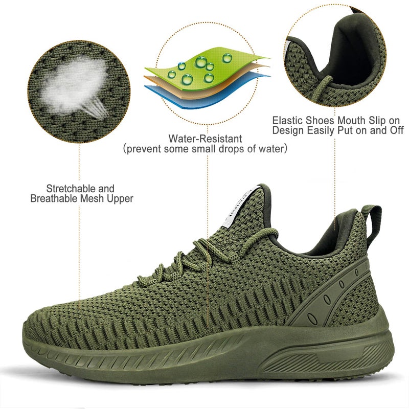 Feethit Women Tennis Running Shoes Walking Shoes Lightweight Casual Sneakers for Travel Gym Work Woman Waitress Nurse Olive Green 7.5 - Image 3