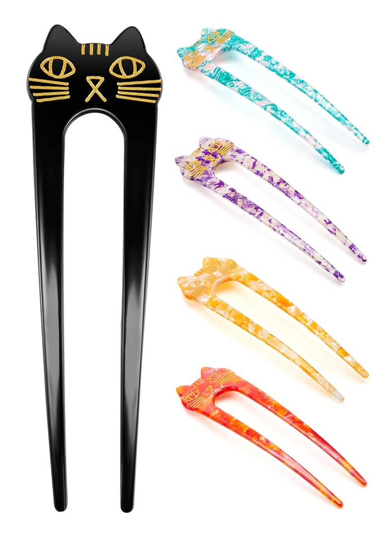 Taiyin Taiyin French Hair Pin Women U Shaped Hair Pin Hair Sticks for Long Hair Hair Forks Cat Hair Pin 2 Prong Hair Sticks for Girls Elegance Vintage Hair Accessories 5 Vivid Color 