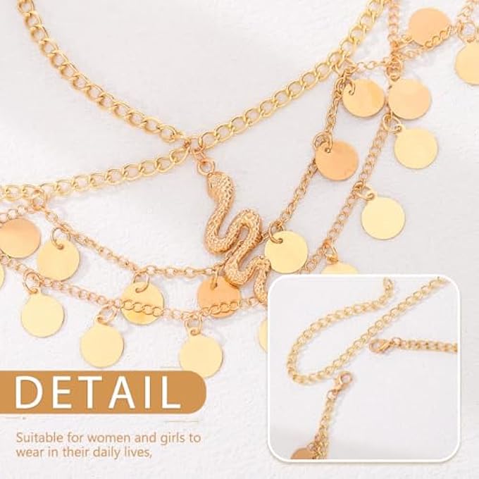 Zoestar BOHO SEQUIN HEAD CHAIN GOLD SNAKE HAIR CHAIN HEADPIECE FESTIVAL COSTUME HAIR ACCESSORIES FOR WOMEN - Image 5