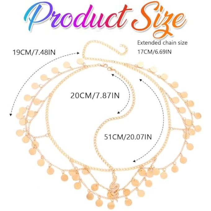 Zoestar BOHO SEQUIN HEAD CHAIN GOLD SNAKE HAIR CHAIN HEADPIECE FESTIVAL COSTUME HAIR ACCESSORIES FOR WOMEN - Image 3