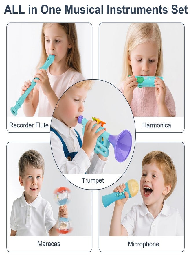 Vanplay Musical Toys for 2 3 Year Old Boy Girl Birthday Gifts, 5 in 1 Montessori Musical Instruments for Toddlers 2-4 with Trumpet/Microphone/Flute/Harmonica, Preschool Learning Toys for Baby 18+ Months - Image 2