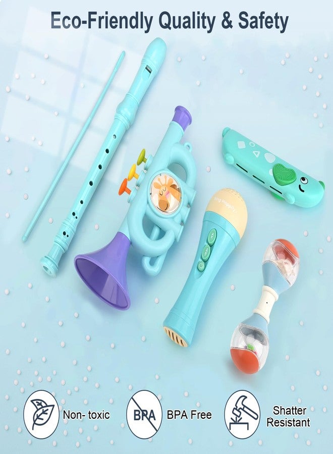Vanplay Musical Toys for 2 3 Year Old Boy Girl Birthday Gifts, 5 in 1 Montessori Musical Instruments for Toddlers 2-4 with Trumpet/Microphone/Flute/Harmonica, Preschool Learning Toys for Baby 18+ Months - Image 3