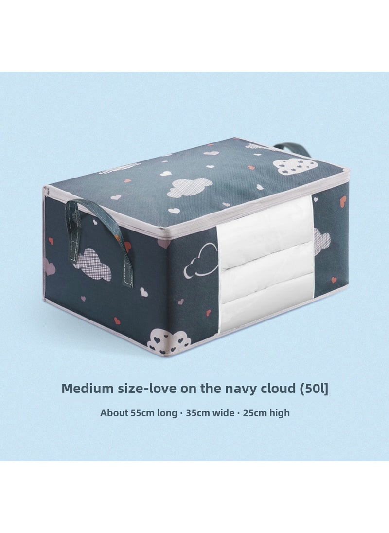 Generic Non-Woven Fabric Quilt Dustproof Storage Bag Medium Navy 55*35*25cm(50L) 