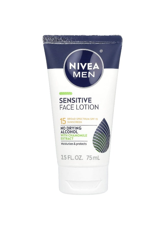 Nivea, Men, Sensitive Face Lotion, SPF 15, 2.5 fl oz (75 ml) - Image 1