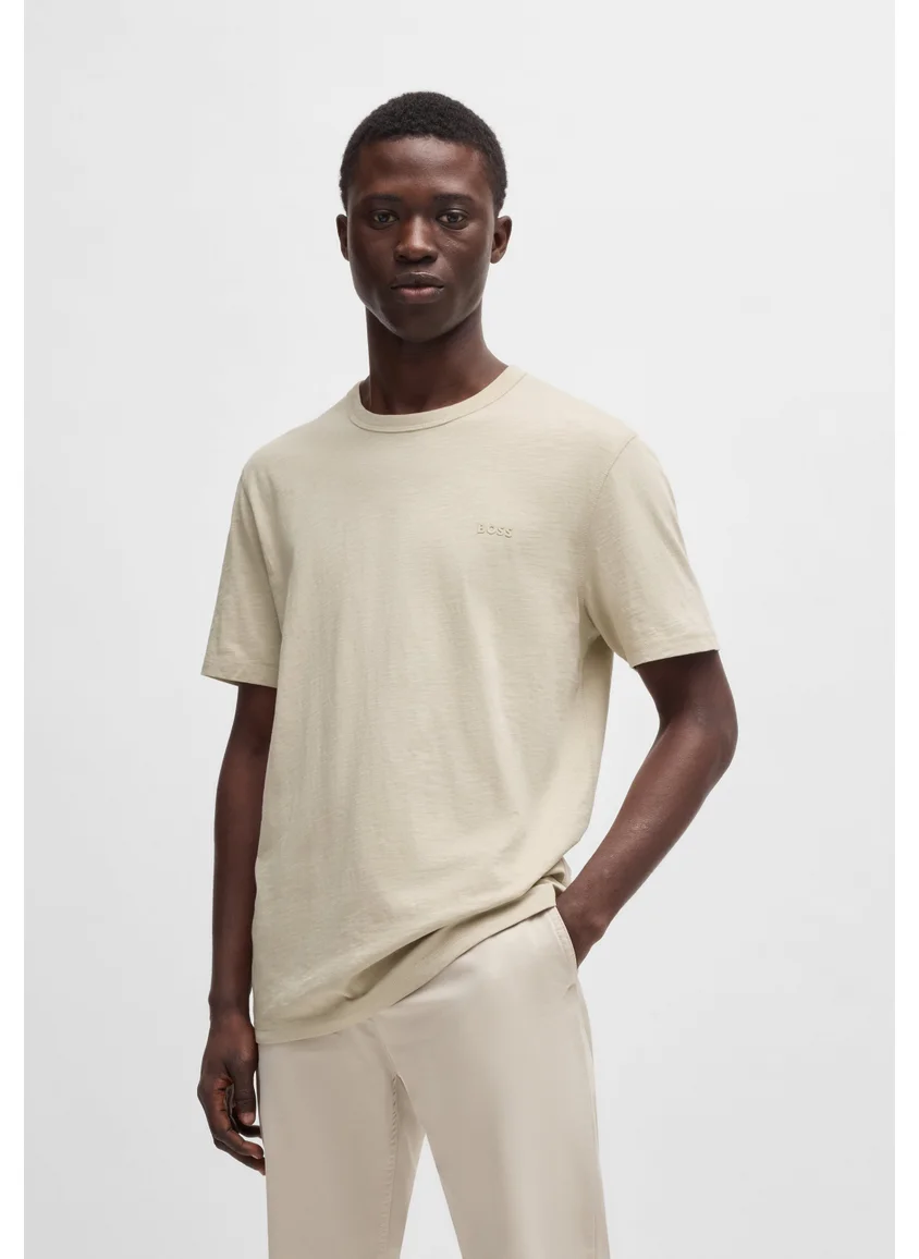 بوس Regular-fit T-shirt in slub cotton with logo detail