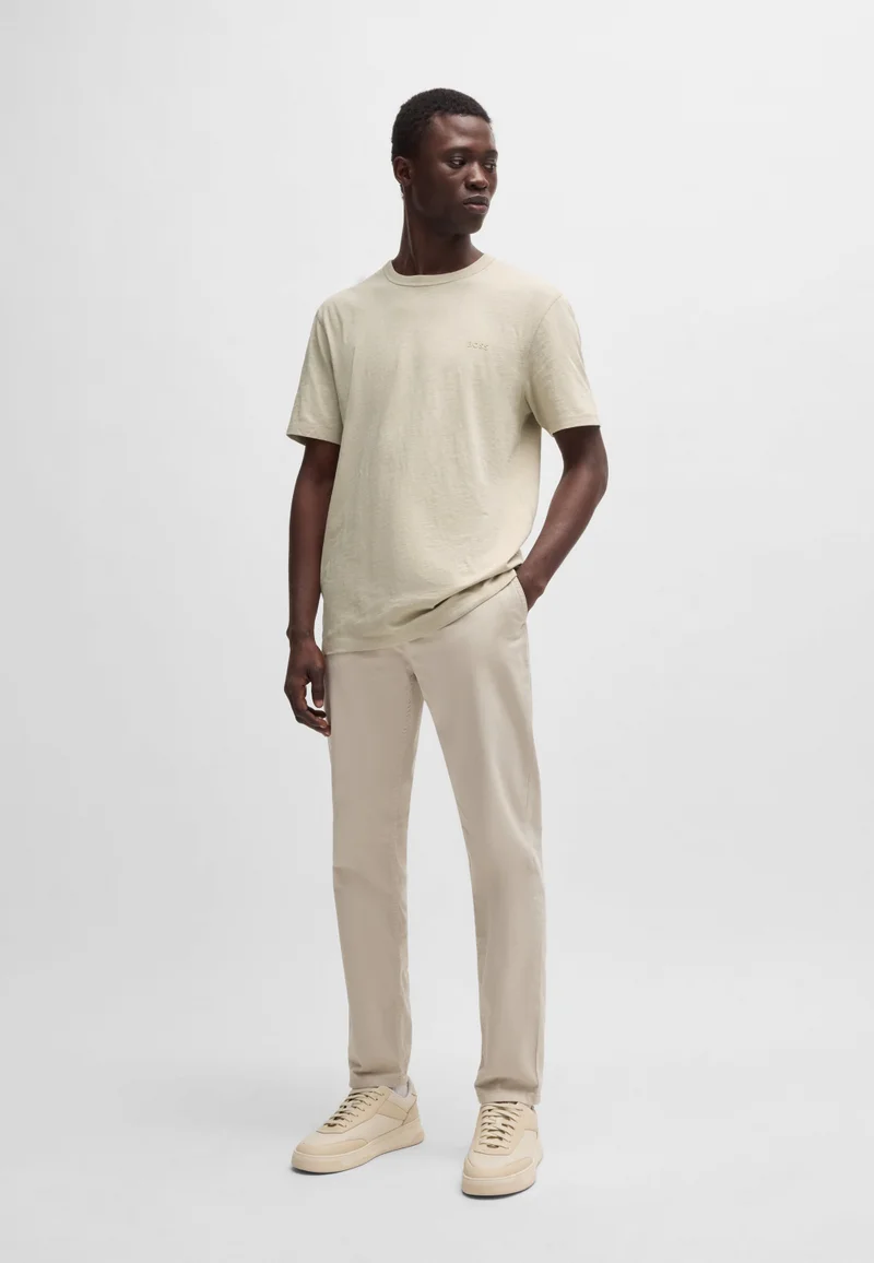 BOSS Regular-fit T-shirt in slub cotton with logo detail