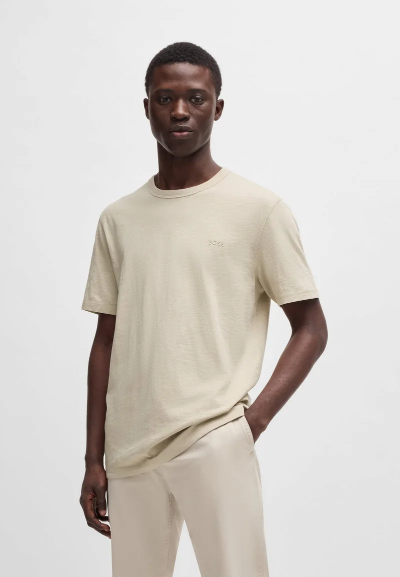 BOSS Slub-cotton T-shirt with logo detail