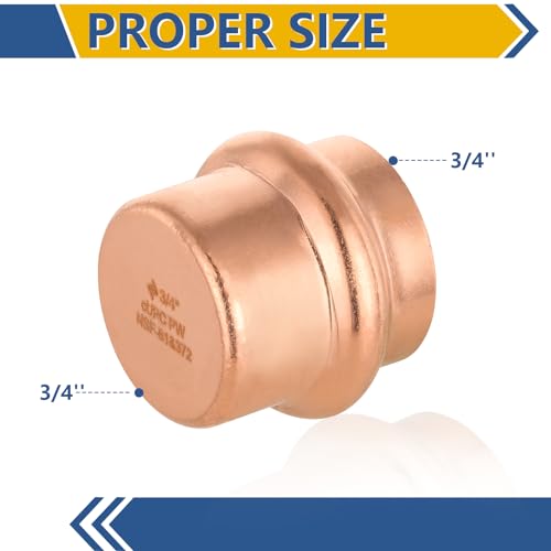 GUOFIS 10Pack GUOFIS Copper Press End Cap 34 x 34 Plug Fittings for Copper Tube Connection with StopPRESS011 - Image 3