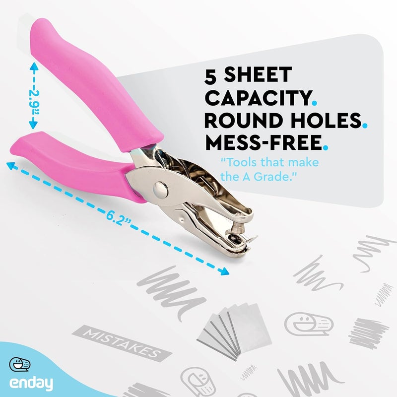 Emraw Premium Single Hole Paper Punch Cushion Grip Heavy Duty Hole Puncher for Greeting Cards Scrapbook Notebook Puncher Craft Paper Hand Tool Pack of 6 - Image 4