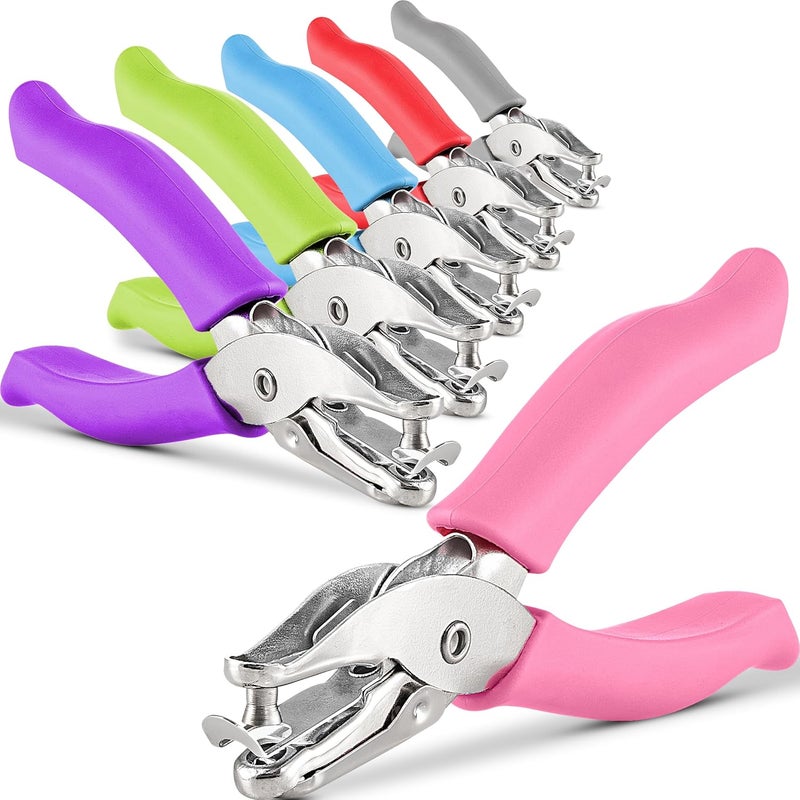 Emraw Premium Single Hole Paper Punch Cushion Grip Heavy Duty Hole Puncher for Greeting Cards Scrapbook Notebook Puncher Craft Paper Hand Tool Pack of 6 - Image 1