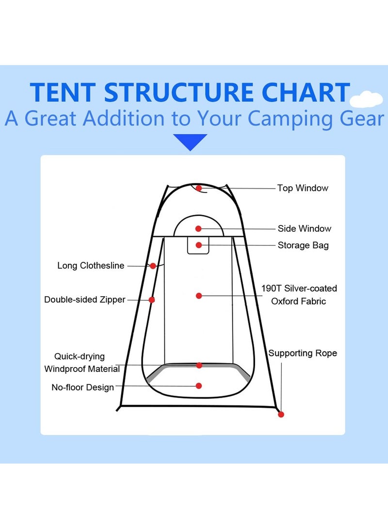 HEYAN Pop Up Portable Shower Tent with Floor for Camping Instant Outdoor Privacy Shelter Tent for Camping and Beach Easy Setup Foldable with Carry Bag Lightweight and Sturdy 190x120x120CM - Image 5