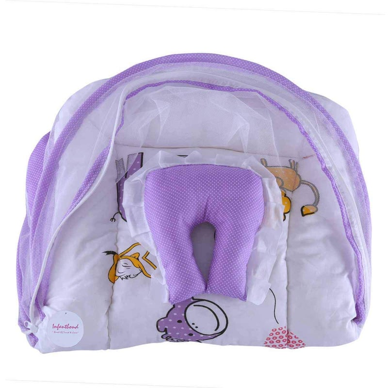 Infantbond Baby Folding Digital Print Mattress with Mosquito Net06 MonthsSize L32Inchs B19Inchs Purple - Image 4