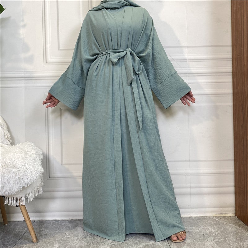 monica fashion Women's Casual Solid Color Sleeveless Dress With Pockets and Cardigan Set - Image 1