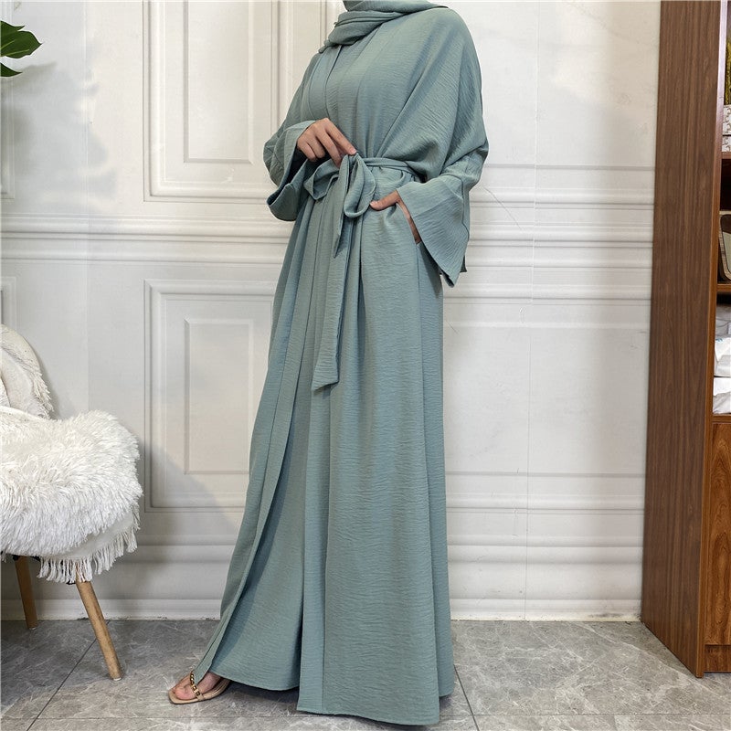 monica fashion Women's Casual Solid Color Sleeveless Dress With Pockets and Cardigan Set - Image 2