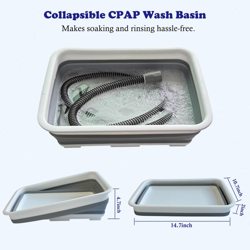 Lemintae CPAP Cleaning Kits with Tube and Mask Brush, Collapsible Wash Basin & Hose Hanger - CPAP Hose Cleaner Supplies to Make Cpap Accessories Cleaning, Drying, Storing Easier - Image 3
