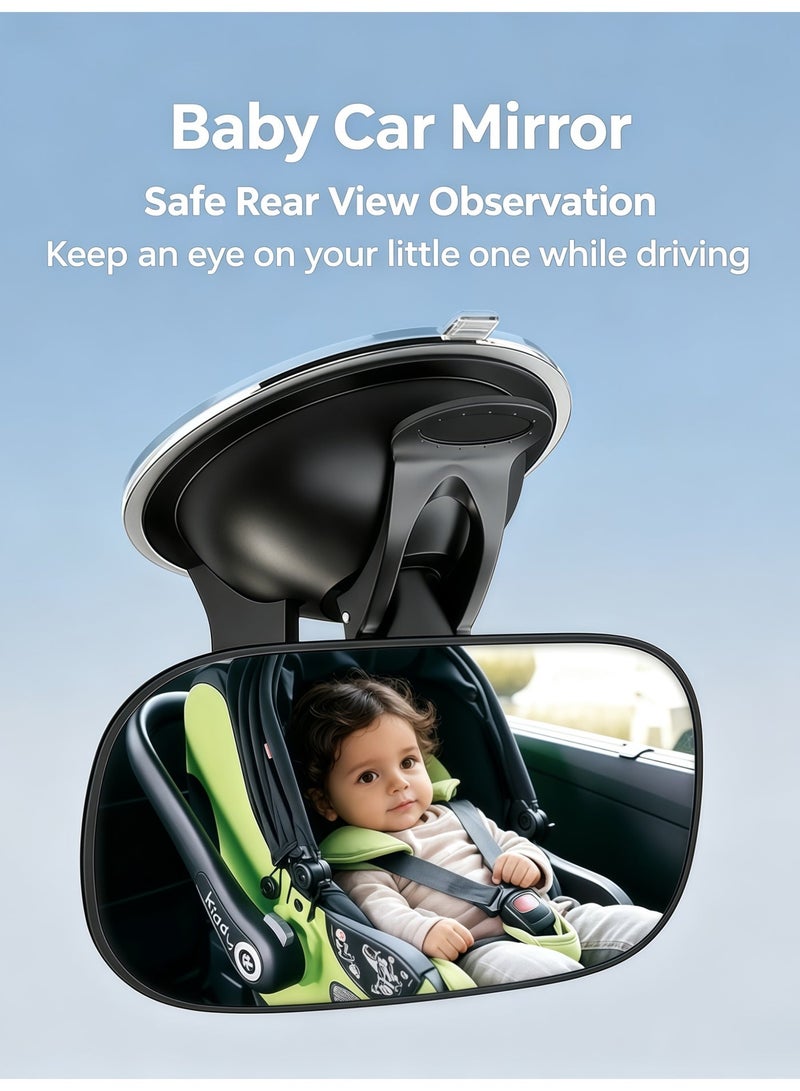 Baby Car Mirror for Rear Facing Car Seat, Suction Cup Rear View Mirror for Baby Observation, 360° Adjustable Wide Angle Infant Safety Mirror, Backseat Baby Monitor Mirror for Car Travel, Newborn Toddler Child - Image 1