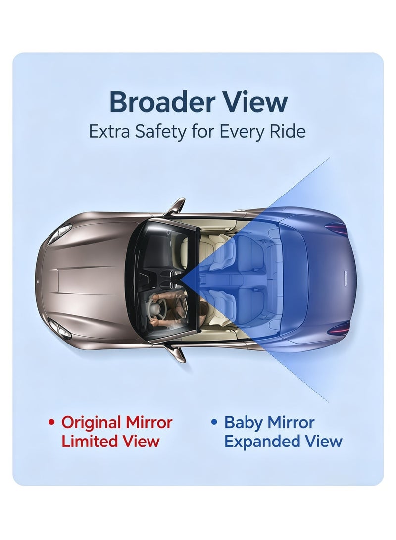 Baby Car Mirror for Rear Facing Car Seat, Suction Cup Rear View Mirror for Baby Observation, 360° Adjustable Wide Angle Infant Safety Mirror, Backseat Baby Monitor Mirror for Car Travel, Newborn Toddler Child - Image 3