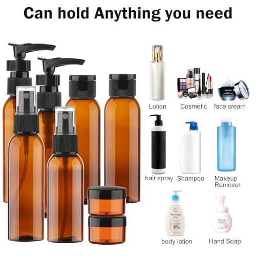 Cosywell Travel Size Bottles for Toiletries 13 2oz Pack TSA Approved Toiletry Bottles Leak Proof Travel Kit for Women Men TSA Clear Toiletry Bag Shampoo Lotion Skincare Cosmetic Container（Brown） - Image 4