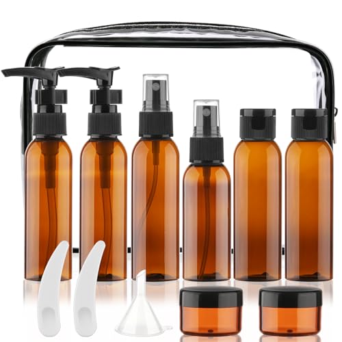 Cosywell Travel Size Bottles for Toiletries 13 2oz Pack TSA Approved Toiletry Bottles Leak Proof Travel Kit for Women Men TSA Clear Toiletry Bag Shampoo Lotion Skincare Cosmetic Container（Brown） - Image 1