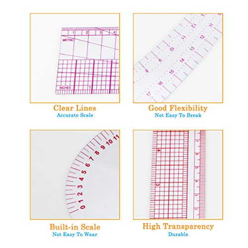 FIEIJ French Metric Ruler, 9 Styles Sew Curve Metric Shaped Ruler Measure Dressmaking Drawing Drafting Measure Template DIY Sewing Ruler Set Perfect for Designers, Pattern Maker and Tailors - Image 2