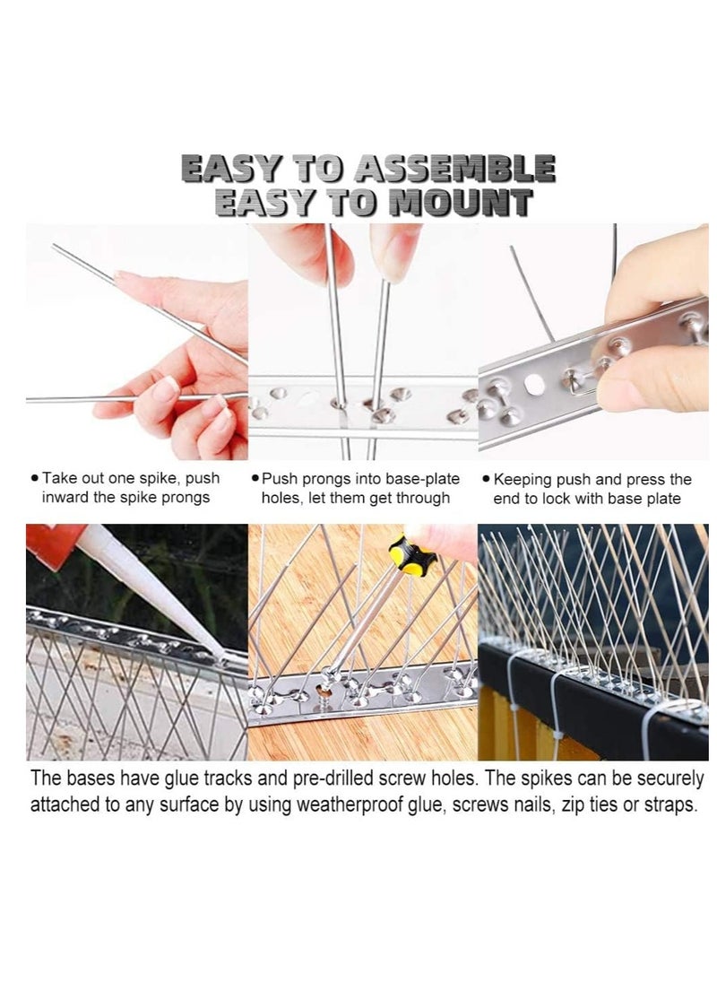 Generic - Unassembled Stainless Steel Bird Spikes Effective Deterrent for Animals Pigeons and Small Birds Contains No Plastic Flexible Base Great Defenders For Flat or Curved Surface - 100 centimeter (50 Pcs) - Image 1