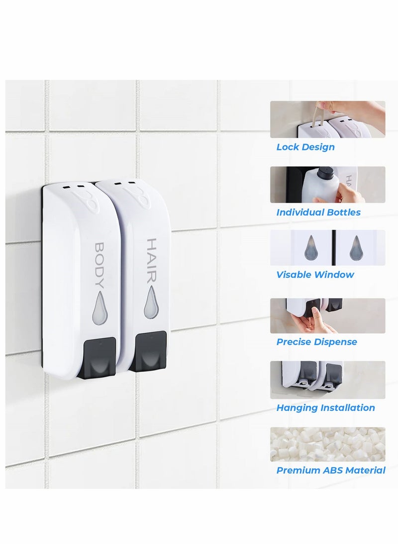 Barakah Shower Soap Dispenser Wall Mounted, Body Wash for Shower, Shampoo 2 Chamber, 700ml - Image 2