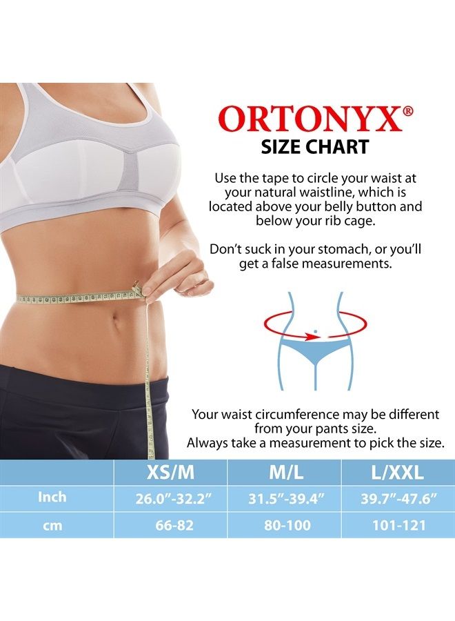 Ortonyx حزام دعم أسفل الظهر - دعامة قطنية لأسفل الظهر - تصميم مريح ومواد قابلة للتنفس - تخفيف آلام أسفل الظهر - XS/M (محيط الخصر 26"-32.2") رمادي/أحمر - Image 1