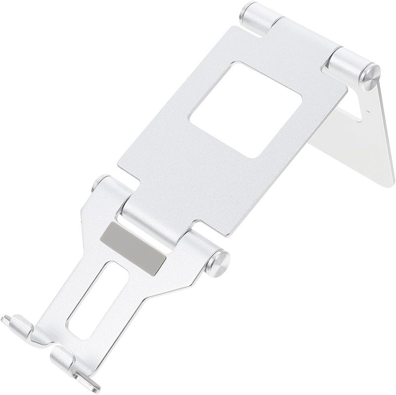 Aluminum Desktop Phone and Tablet Stand, Foldable Mobile Phone Holder for Bedroom and Dormitory, Silver Portable Adjustable Tablet Desk Bracket - Image 1