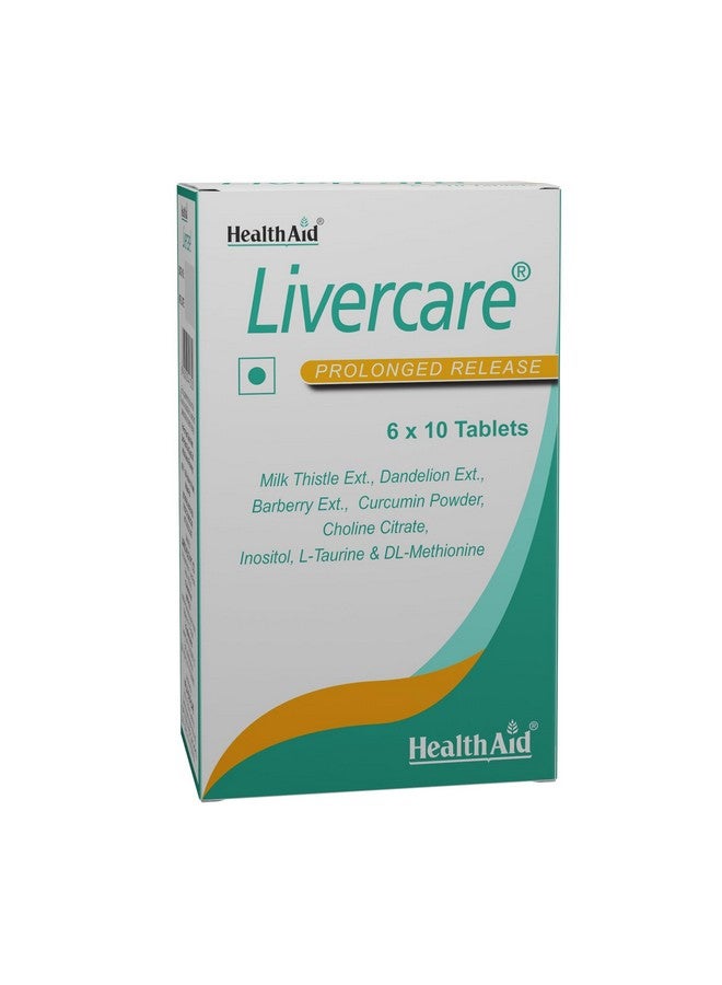 Health Aid HealthAid Livercare - Liver Detox Supplement with Milk Thistle & Dandelion Extract, Choline & Inositol | Supports Liver Health & Fatty Liver Detox | 60 Liver Detox Tablets (Pack of 2) - Image 1