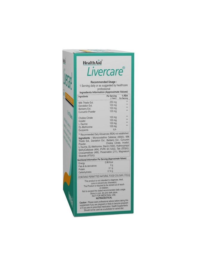 Health Aid HealthAid Livercare - Liver Detox Supplement with Milk Thistle & Dandelion Extract, Choline & Inositol | Supports Liver Health & Fatty Liver Detox | 60 Liver Detox Tablets (Pack of 2) - Image 3