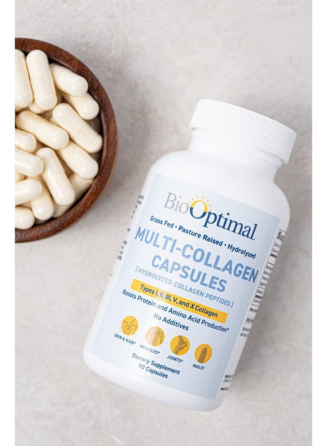 BioOptimal Multi-Collagen Supplement Capsules, Types I, II, III, V, & X Collagen, 90 Capsules - Image 2