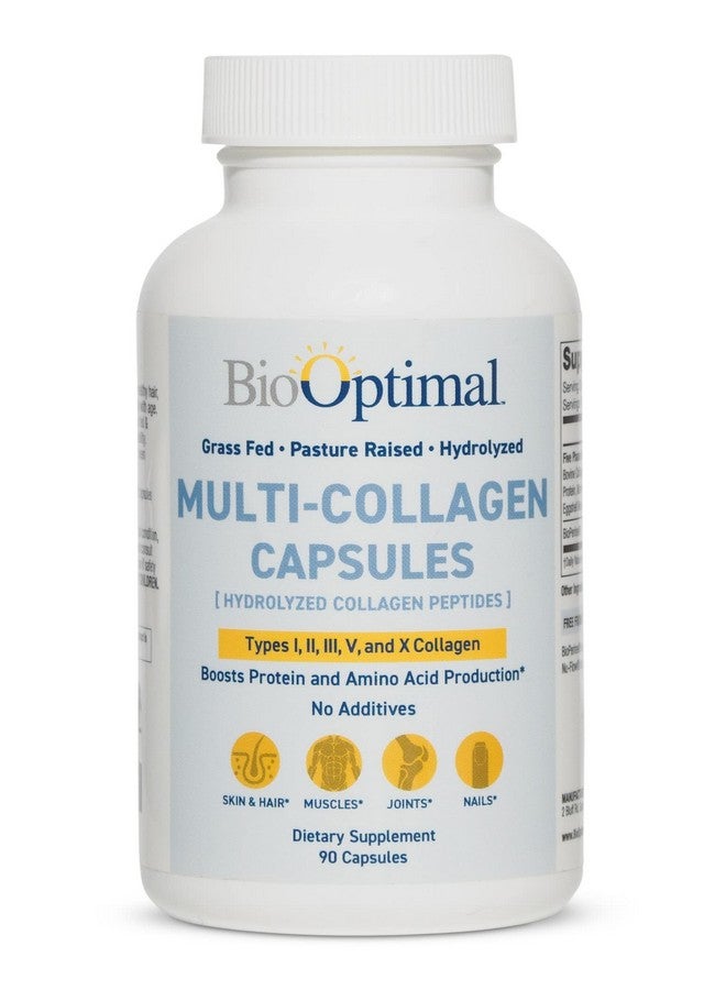 BioOptimal Multi-Collagen Supplement Capsules, Types I, II, III, V, & X Collagen, 90 Capsules - Image 1