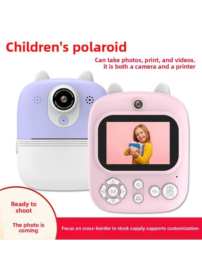 Generic Children's Digital Camera Cute Cartoon Mini Photo Printing Digital HD Printing Camera-Color:Purple  - Image 4