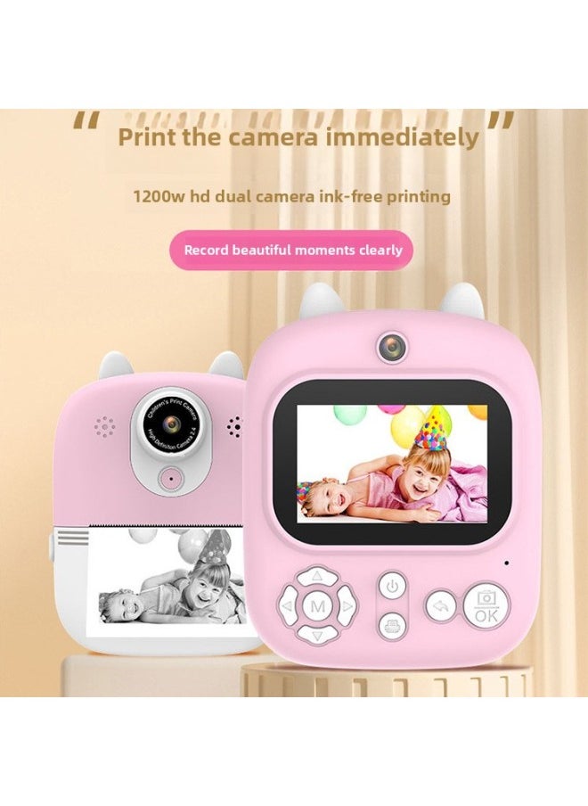 Generic Children's Digital Camera Cute Cartoon Mini Photo Printing Digital HD Printing Camera-Color:Purple  - Image 5