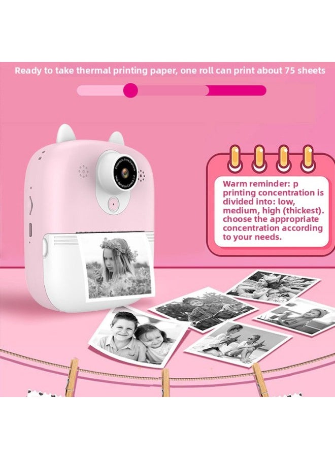 Generic Children's Digital Camera Cute Cartoon Mini Photo Printing Digital HD Printing Camera-Color:Purple  - Image 2