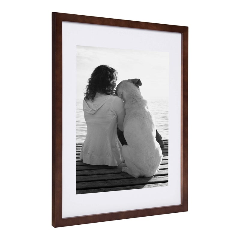 DesignOvation Gallery Wood Photo Frame Set for Customizable Wall Display, Walnut Brown 14x18 matted to 11x14, Pack of 2 - Image 3