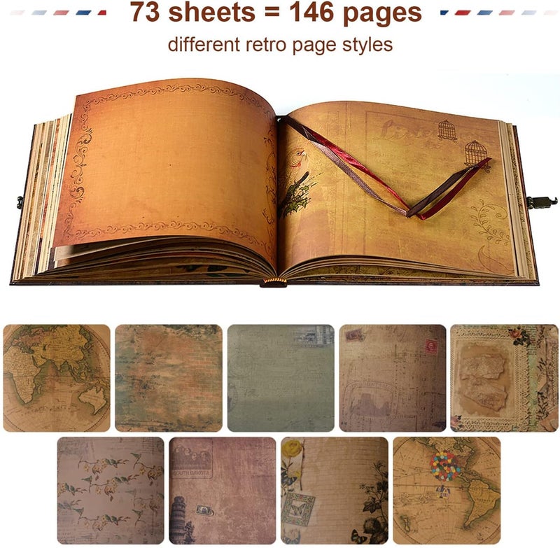 JIMBON Our Adventure Book Scrapbook Photo Album,Retro Style Embossed Letter Cover Travel Diary Journal Scrap Book Kit For Couples,Memory Book For Anniversary Wedding - Image 3