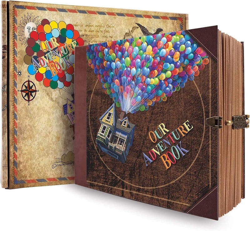 JIMBON Our Adventure Book Scrapbook Photo Album,Retro Style Embossed Letter Cover Travel Diary Journal Scrap Book Kit For Couples,Memory Book For Anniversary Wedding - Image 1